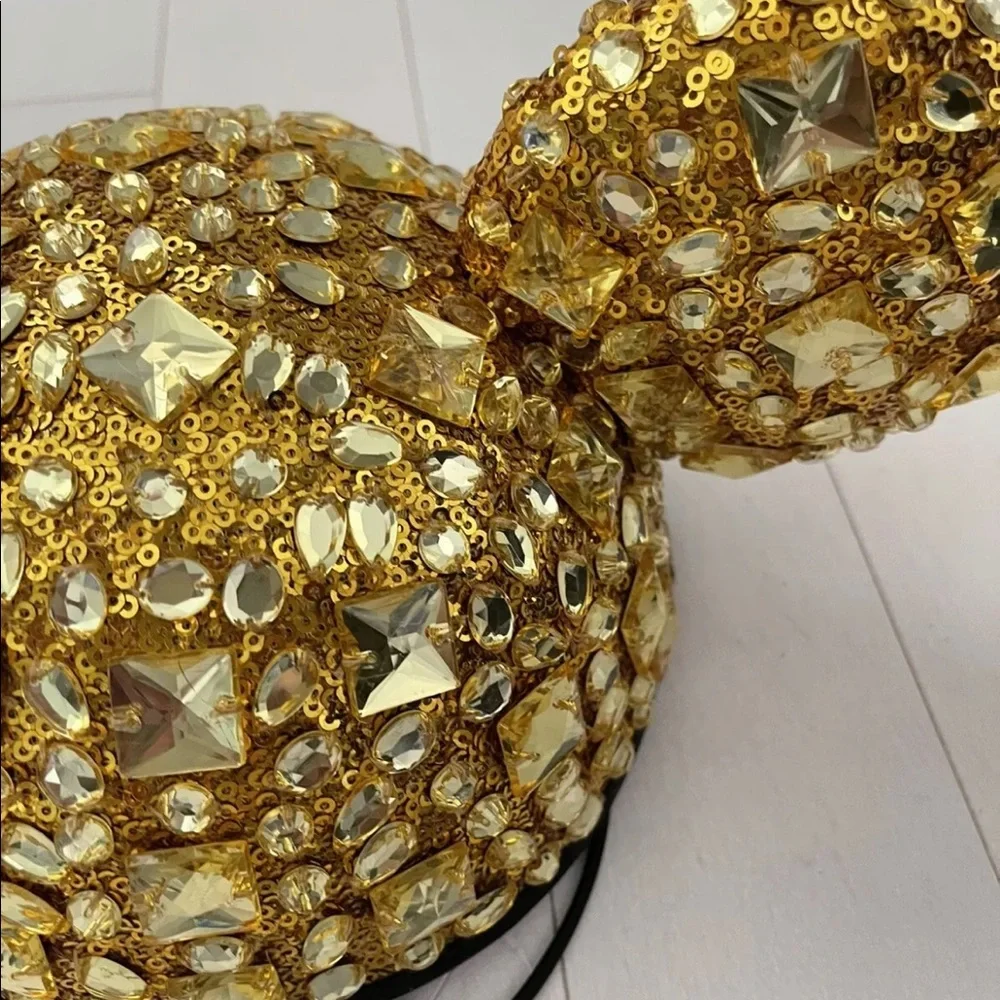 Disney World 50th Anniversary Jeweled Mickey Ear Hat Gold Luxe Disney Parks NWT - Picture 7 of 8